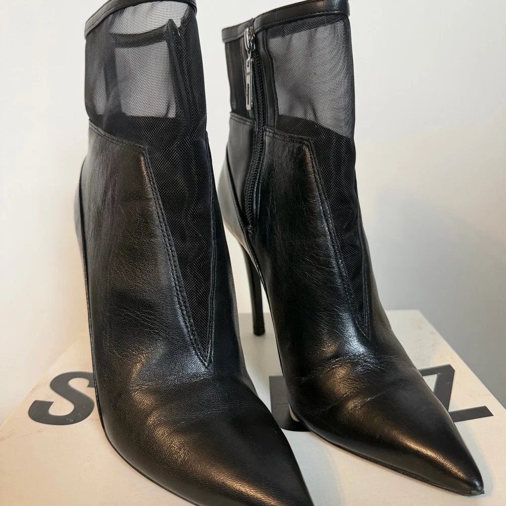 SCHUTZ Black Mesh Heeled Boots - Picture 2 of 9